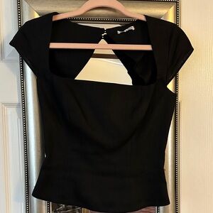 Reformation Black Square Neck Blouse